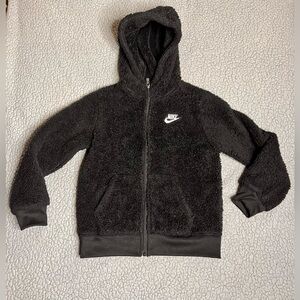 Nike Sportswear Club Fleece Full Zip Up Jacket Girls Size 7 Large Black‎